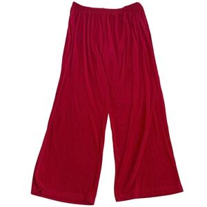 Heydari Red Wide Leg Pants Elastic Waist Slinky Made in USA Size 2/XL Lagenlook